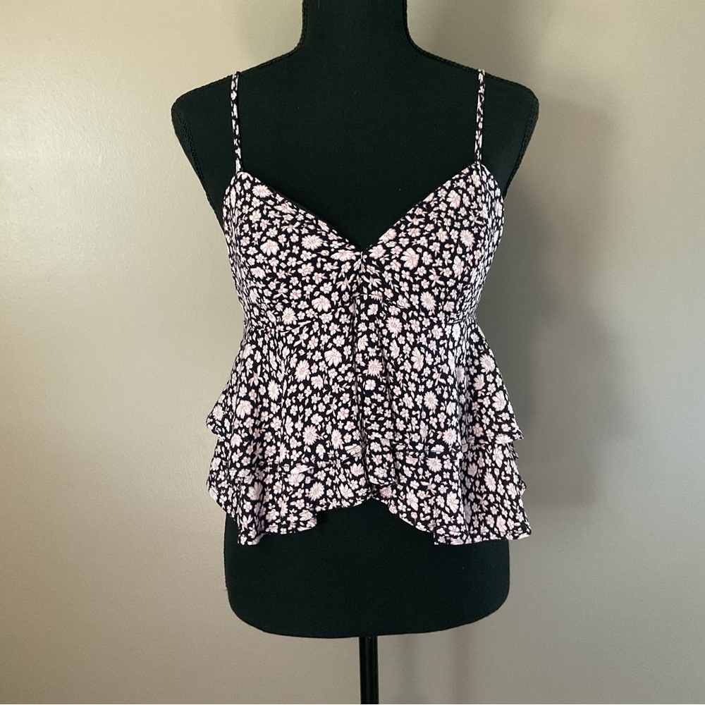 Ocean Drive Black and Pink Floral Camisole